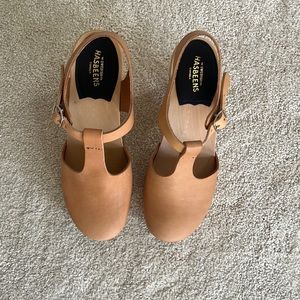 Swedish Hasbeens T-Strap Sky High, size 37, Nature color - New with Box